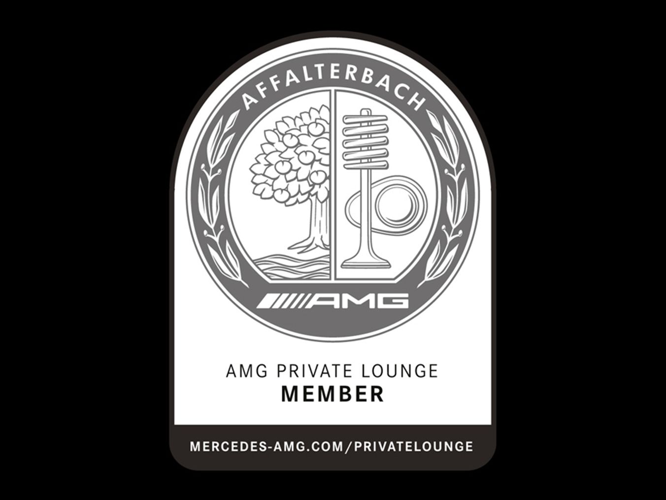 Bild des deutschen AMG Private Lounge Member Decal.